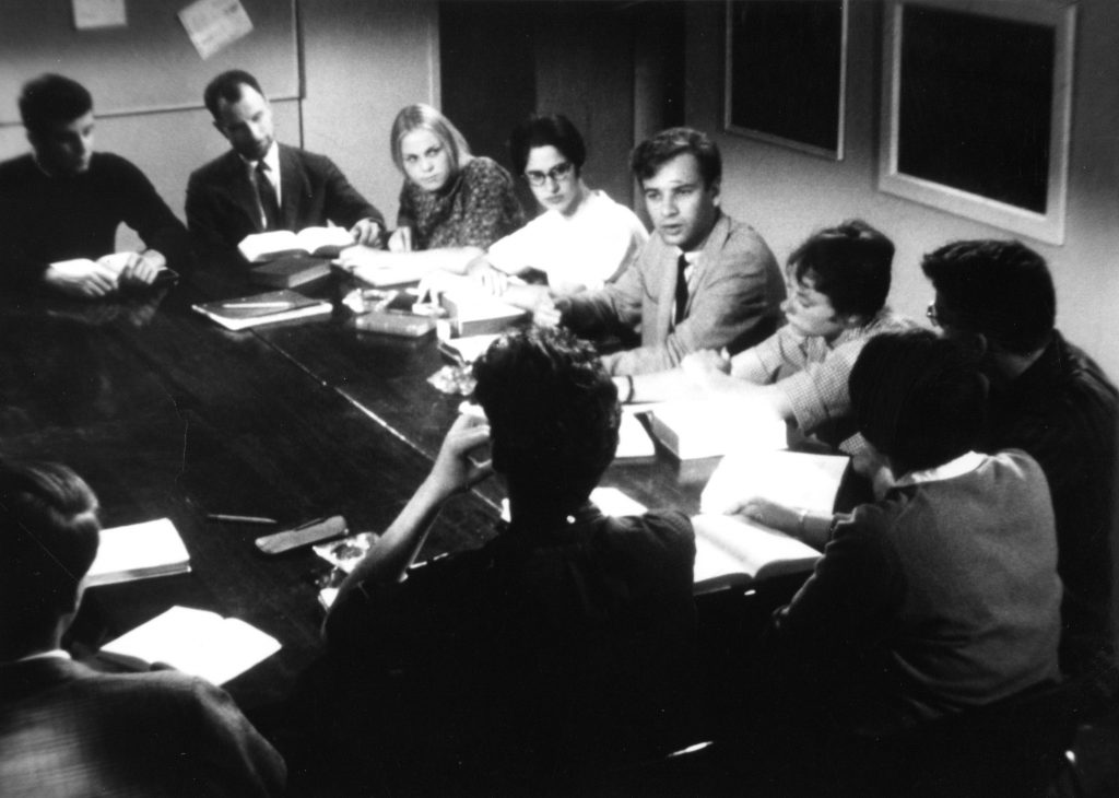 Students (often called Johnnies) and Tutors Seated at Seminar Table, St. John’s College, ca. 1960-65. Courtesy of St. John’s College.