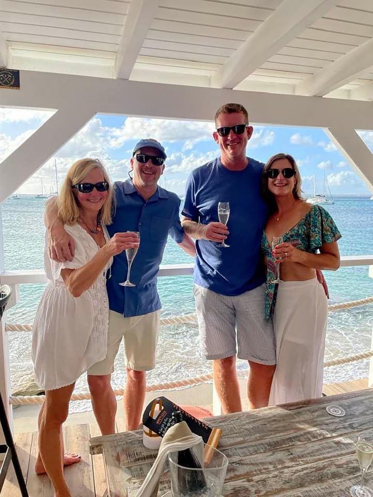 From left to right: Crew members Lisa  Simpkin, Rich Hoyer, Brian Regan, and Paula Radon, M.D. in Anse Marcel, St. Martin.