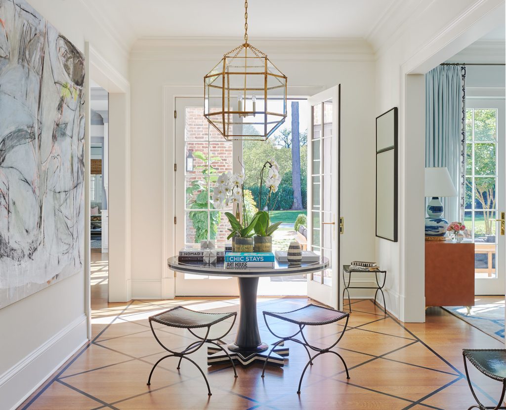 Artwork and light fixtures  bring interest to every room.